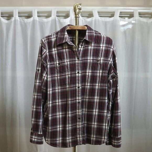 Ralph Lauren Jeans Red Black Plaid Button Front Blouse - Picture 1 of 6